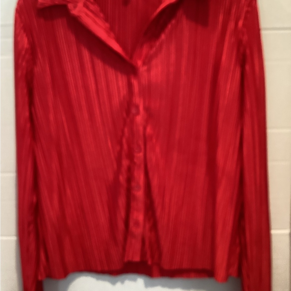 Ladies new boundaries red button up long sleeve blouse size x large 15-17